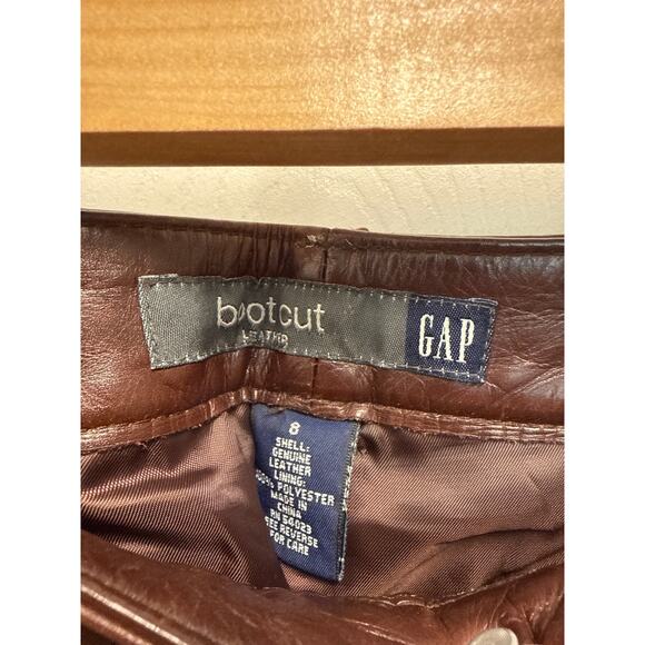 Y2K Gap Chocolate Brown Pure Genuine Leather Western Boot Cut Pants Size 8 - Picture 4 of 6